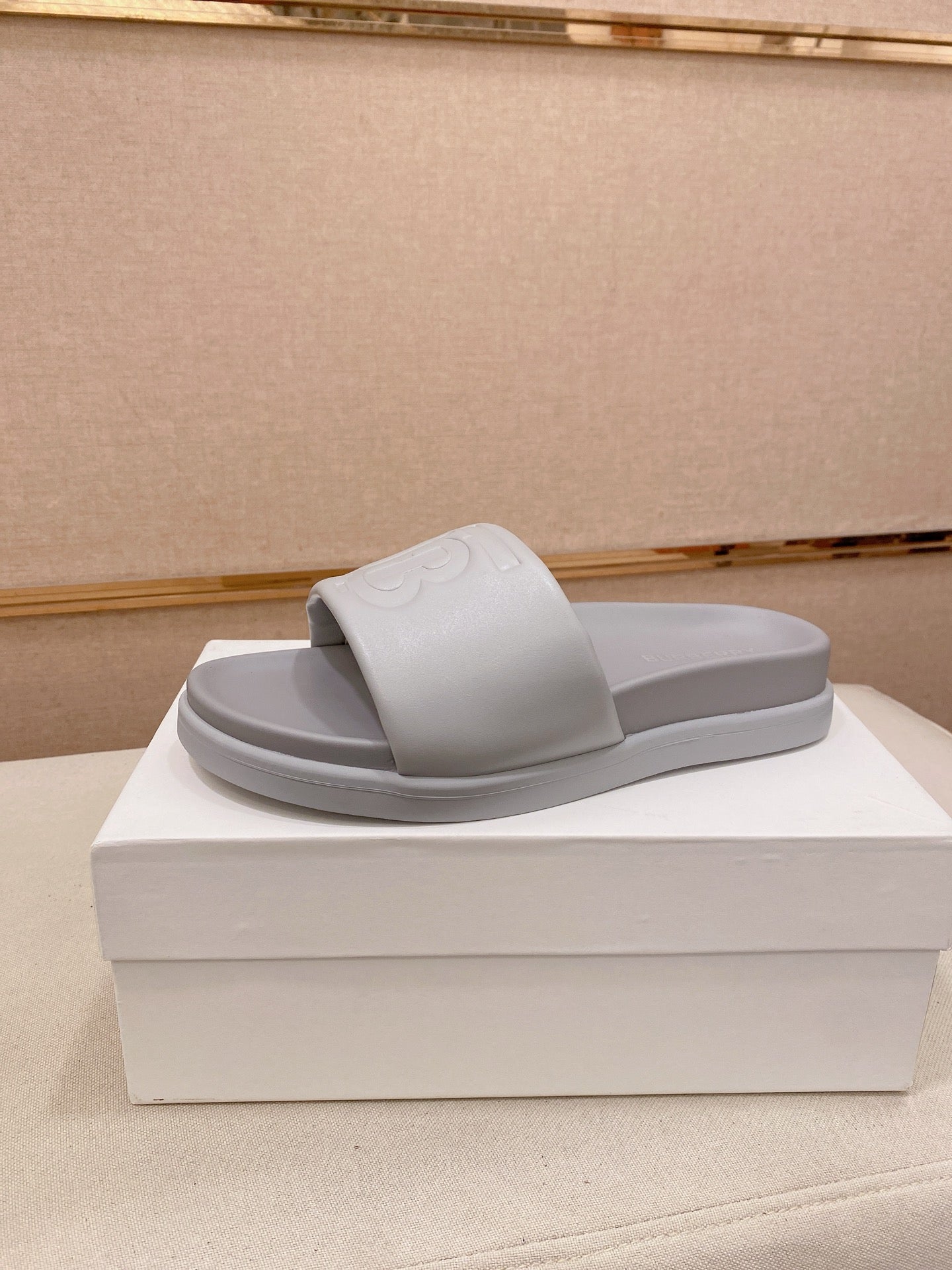 TB Embossed Slide Sandals